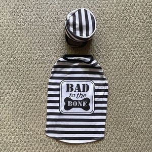 Bad To The Bone Jail House Black & White Striped Rock Dog Costume Uniform